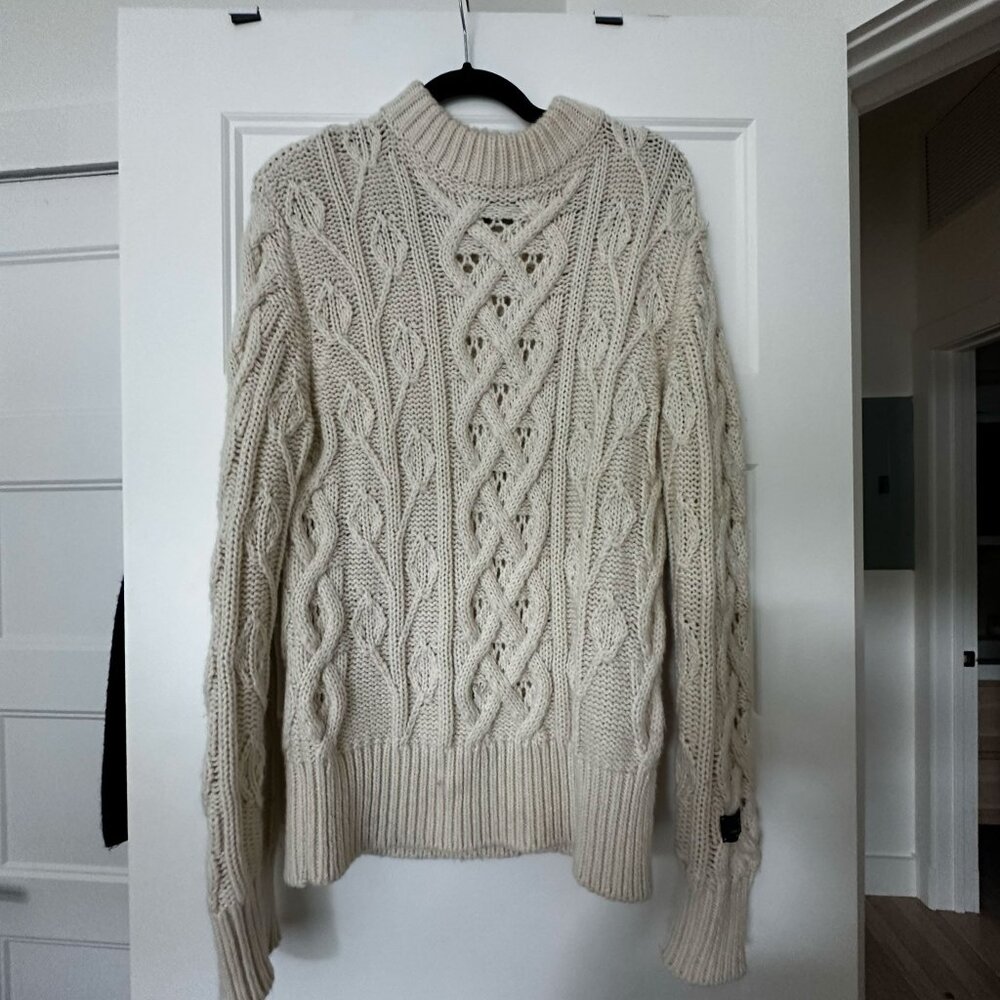 Aime Leon Dore wool Cableknit fishermans white sweater